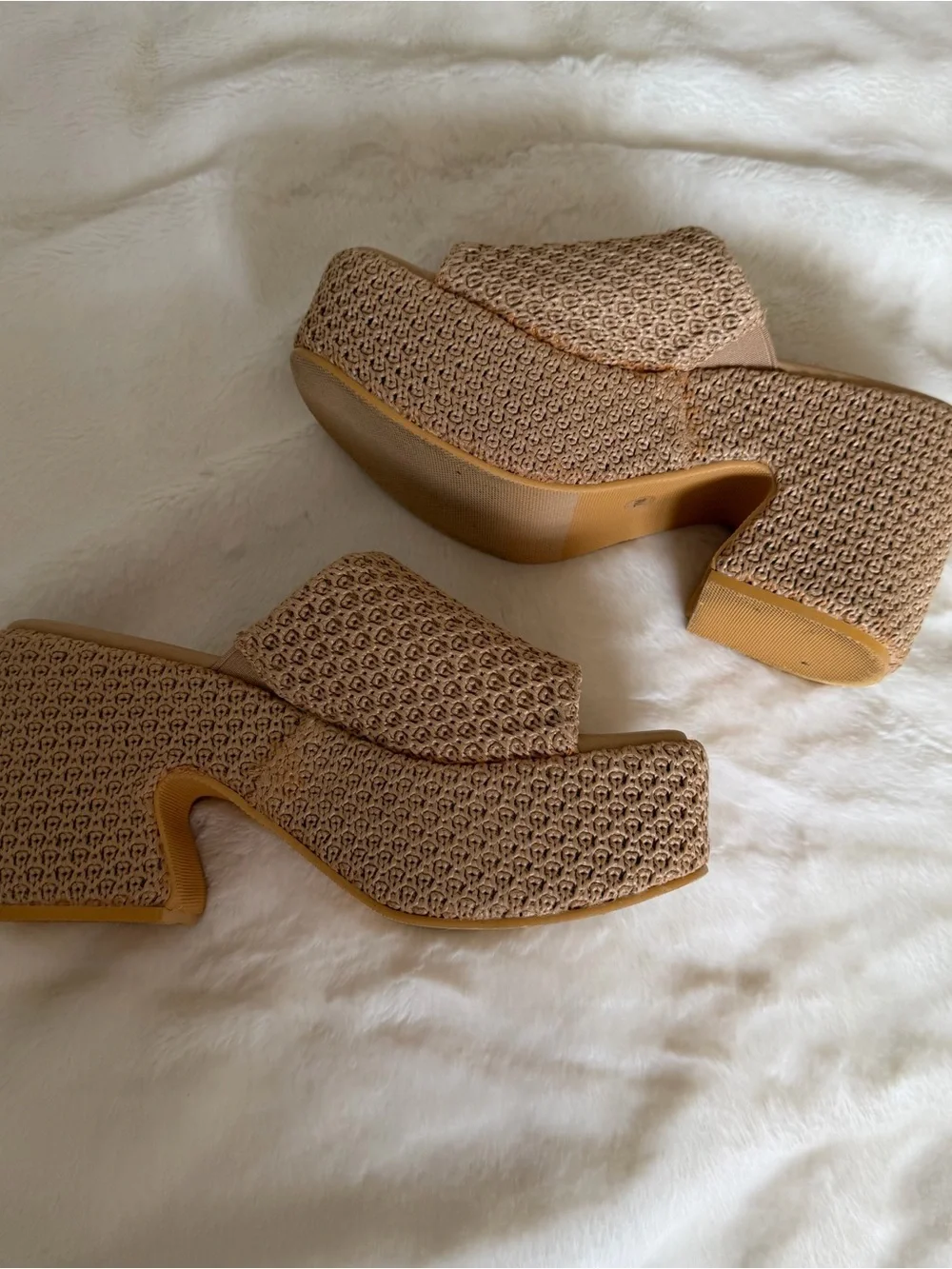 Beach By Matisse Como Beige Platform Slide Mule Heels for Women